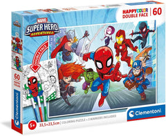 Clementoni 60 Piece Double Sided Happycolor Puzzle Marvel Super Hero Adventures