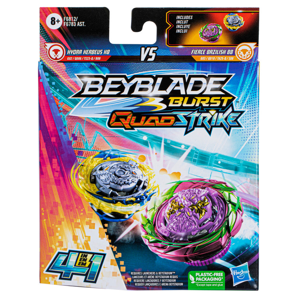 Beyblade Burst Quadstrike Dual Pack Hydra Kerbeus K8 & Fierce Bazilisk B8