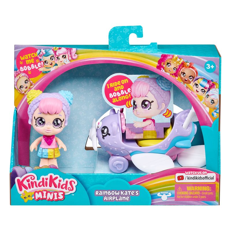 Kindi Kids Minis Doll And Vehicle Rainbow Kate's Airplane