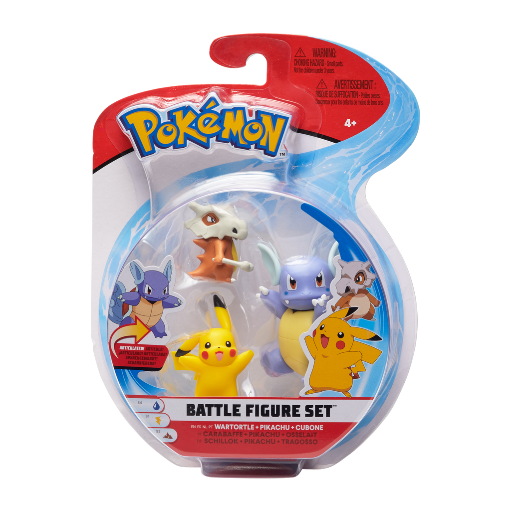 Pokemon Battle Figure Set 3 Pack Wartortle + Pikachu + Cubone