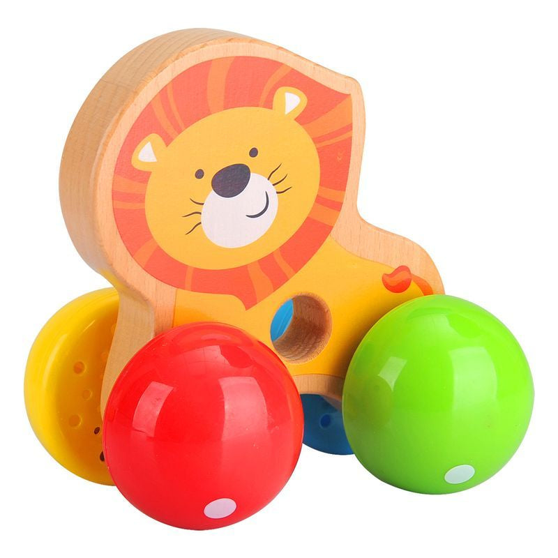 PLAYGO TOYS ENT. LTD. WOODEN ROLL & CHIME ANIMAL LION