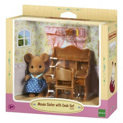 Sylvanian Families Mouse Sister With Desk Set