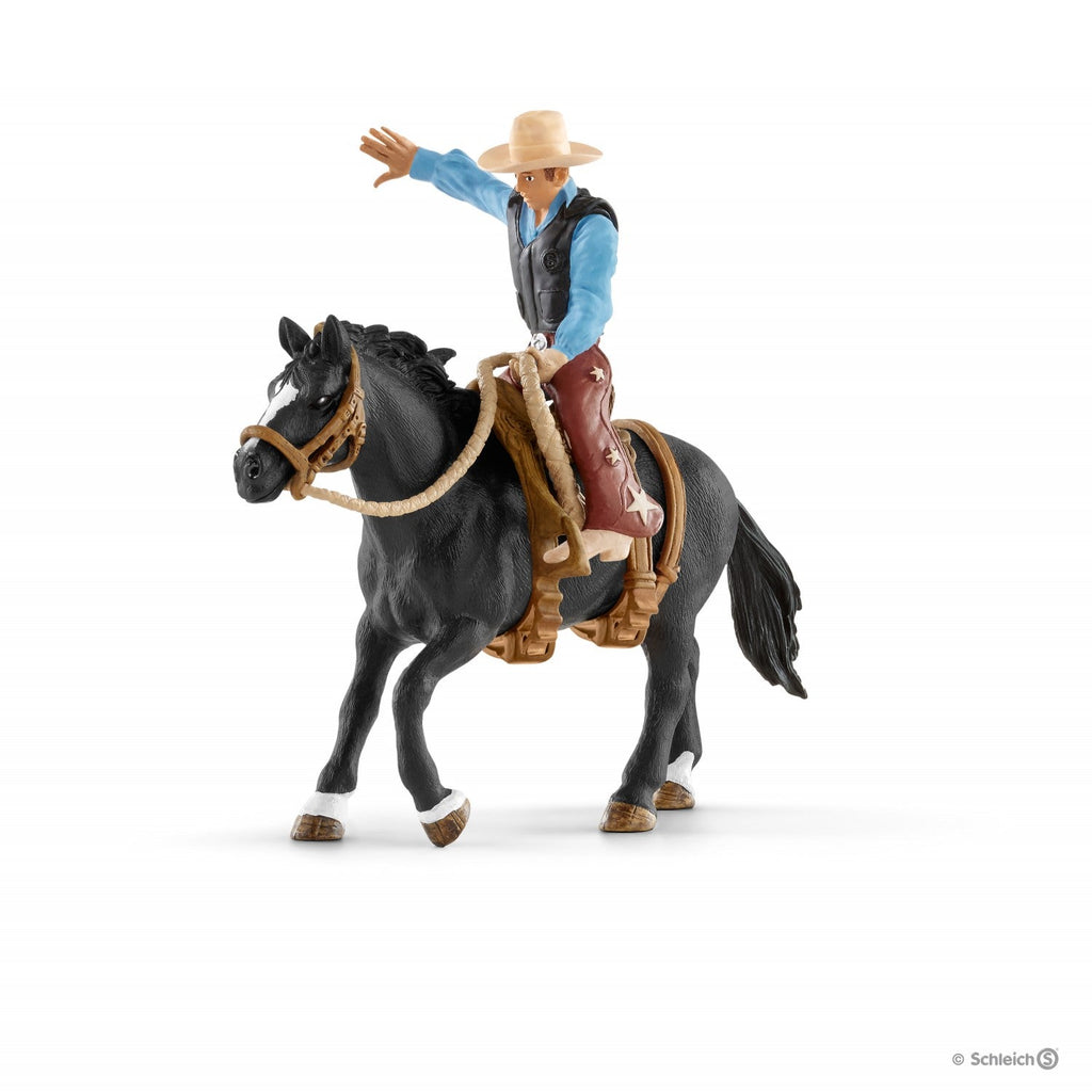 Schleich Farm World Rodeo Series Saddle Bronc Riding With Cowboy