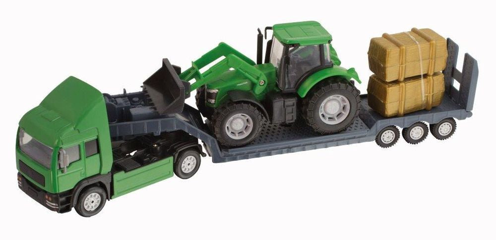 Teamsterz Tractor Transporter With Green Tractor